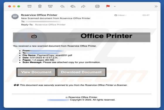 Office Printer Email Scam