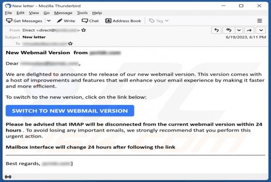 New Webmail Version Email Scam