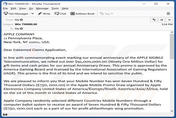 Apple Mobile Promo Draw Email Scam