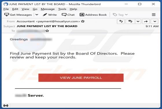 Payment List By The Board Of Directors Email Scam