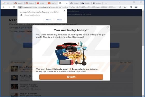 Sweepstakessurveytoday.org Ads