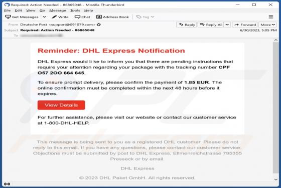 DHL Express Notification Email Scam