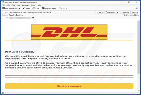 DHL Delivery Payment Email Scam