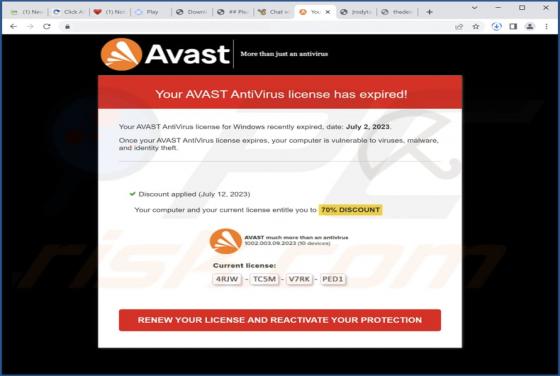 Your AVAST AntiVirus License Has Expired! POP-UP Scam