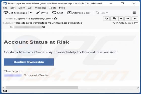 Account Status At Risk Email Scam
