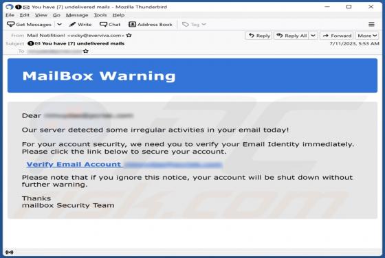 MailBox Warning Email Scam