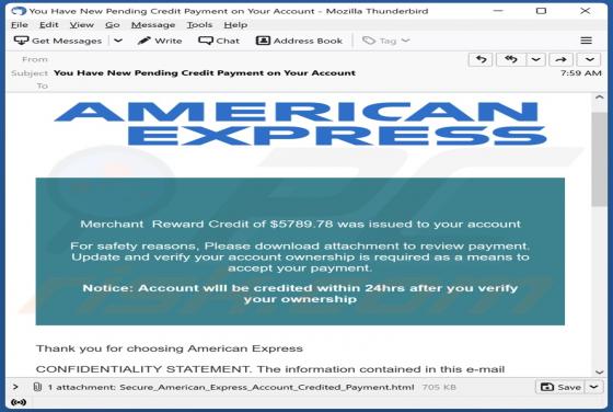 American Express Merchant Reward Email Scam