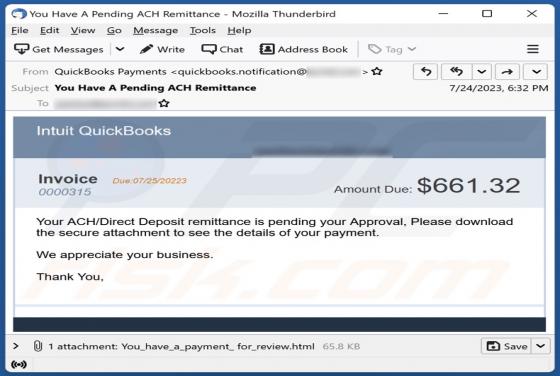 Intuit QuickBooks Invoice Email Scam