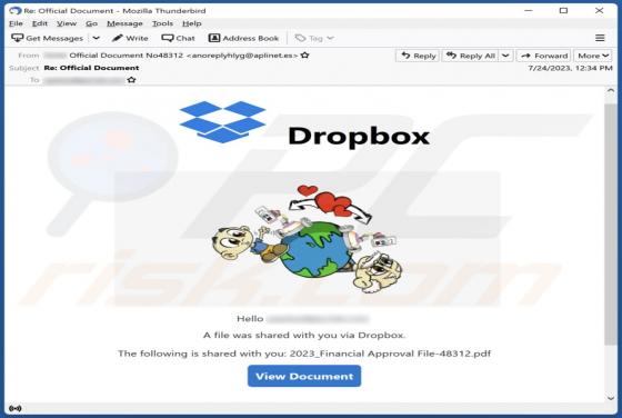 A File Was Shared With You Via Dropbox Email Scam