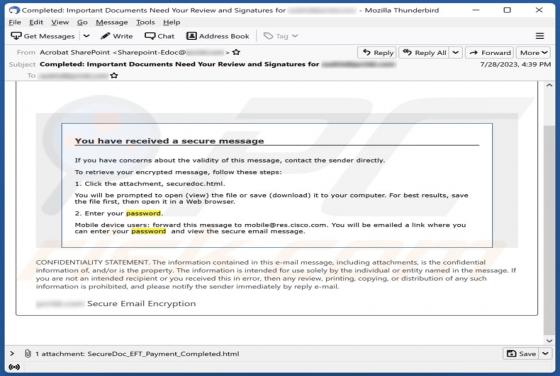 You Have Received A Secure Message Email Scam