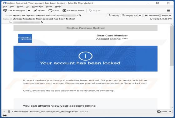 American Express Account Has Been Locked Email Scam