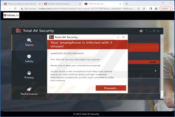 Total AV Security - Your Smartphone Is Infected POP-UP Scam