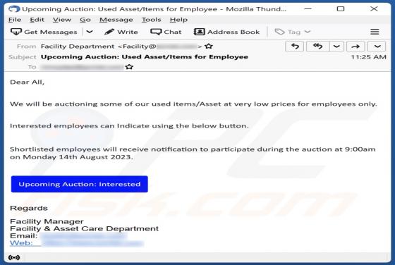 Upcoming Auction Email Scam