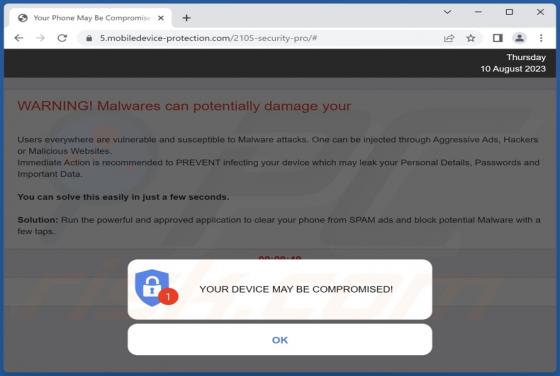 YOUR DEVICE MAY BE COMPROMISED POP-UP Scam