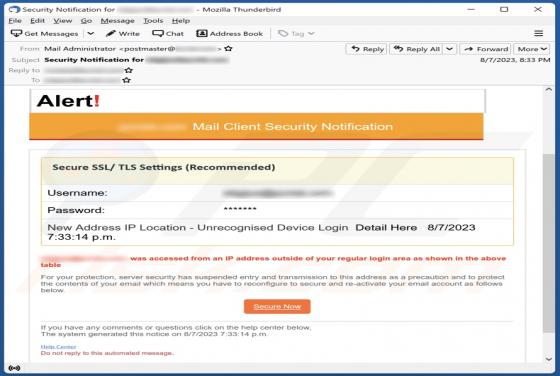 Alert! Mail Client Security Notification Email Scam