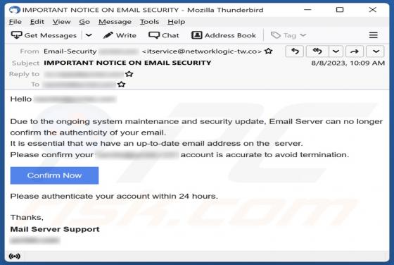 Confirm Account To Avoid Termination Email Scam
