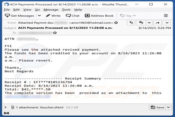 Funds Has Been Credited To Your Account Email Scam