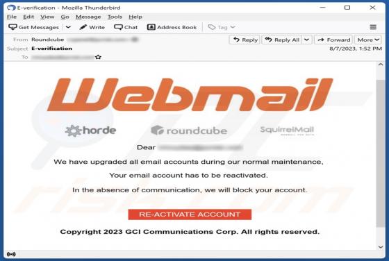 Webmail Account Upgrade Email Scam