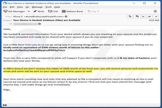 We Hacked & Extracted Information From Your Device Email Scam