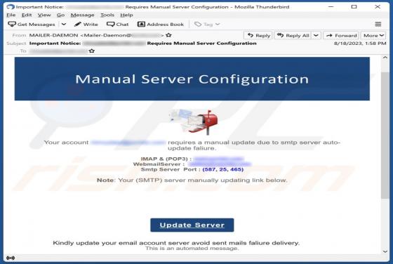 Manual Server Configuration Email Scam