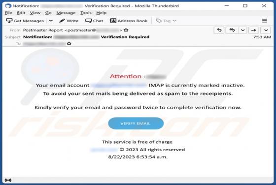 IMAP Is Currently Marked Inactive Email Scam