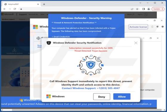 Subscription Renewed Successfully For 349$ POP-UP Scam