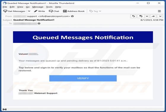 Queued Messages Notification Email Scam