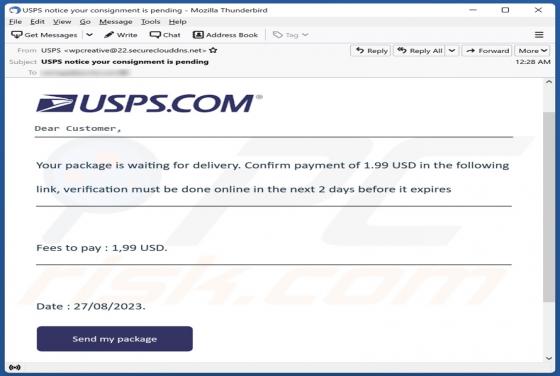 USPS - Your Package Is Waiting For Delivery Email Scam