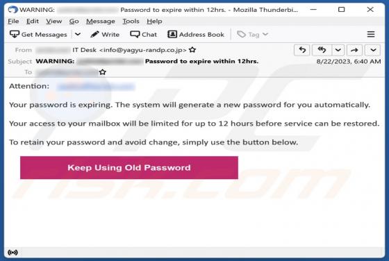 Your Password Is Expiring Email Scam