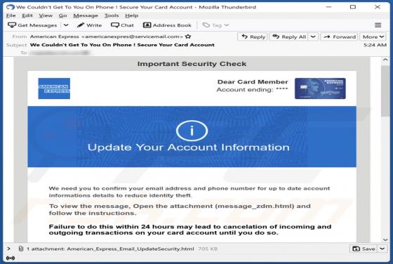 American Express - Update Your Account Information Email Scam