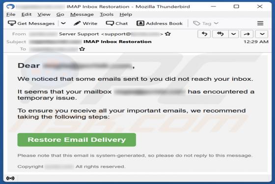 Emails Did Not Reach Your Inbox Email Scam