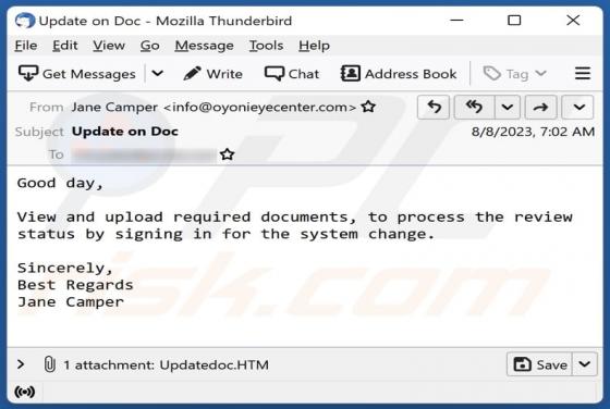 View And Upload Required Documents Email Scam