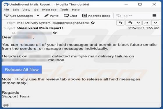Release All Of Your Held Messages Email Scam