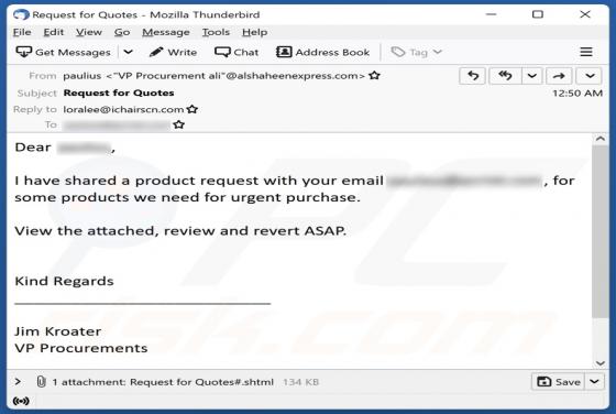 Product Request Email Scam