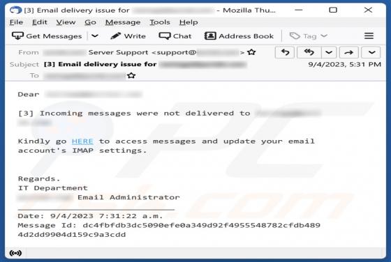 Incoming Messages Were Not Delivered Email Scam