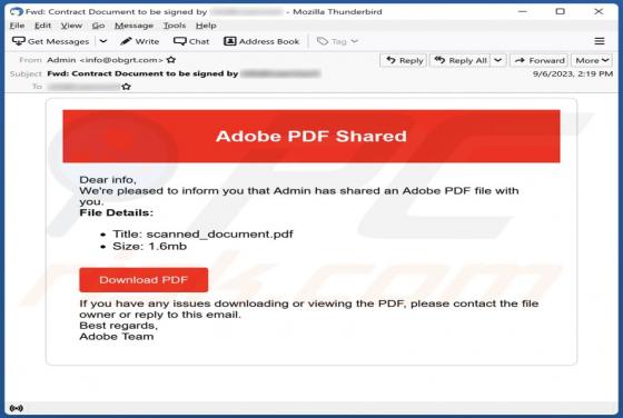 Adobe PDF Shared Email Scam