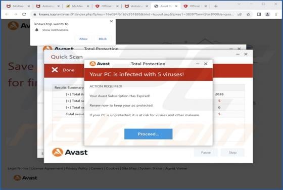 Avast - Your PC Is Infected With 5 Viruses! POP-UP Scam