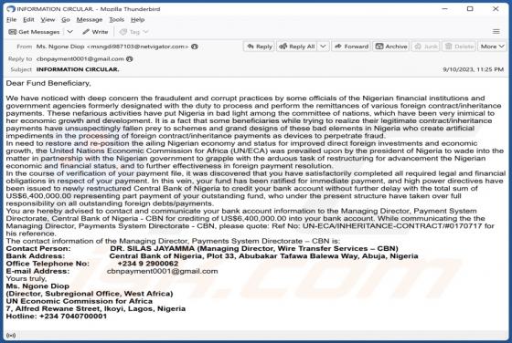 Central Bank Of Nigeria Email Scam