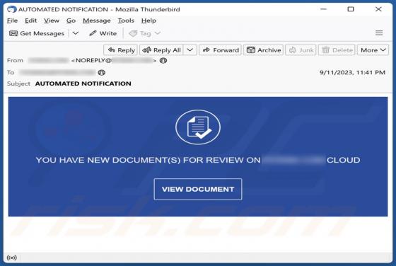NEW DOCUMENT(S) FOR REVIEW ON CLOUD Email Scam