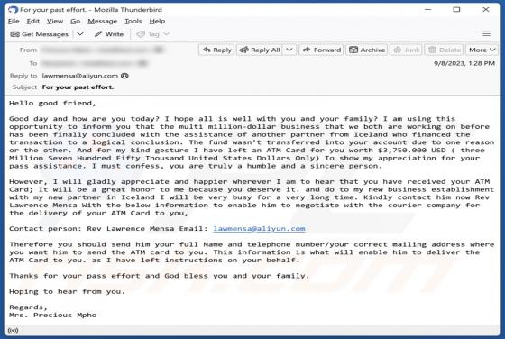 ATM Card Email Scam