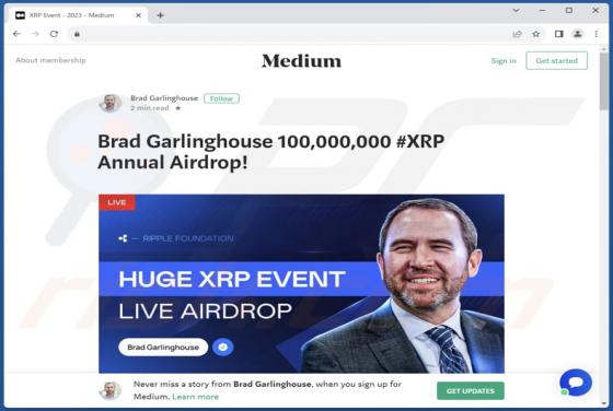 Brad Garlinghouse Crypto Giveaway POP-UP Scam
