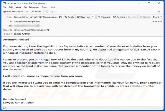 Deceased Relative Email Scam