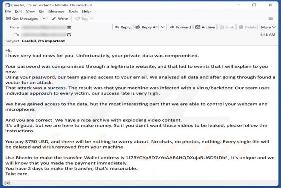 Password Was Compromised Through A Legitimate Website Email Scam