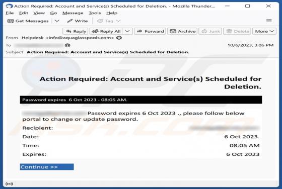 Account And Service(s) Scheduled For Deletion Email Scam