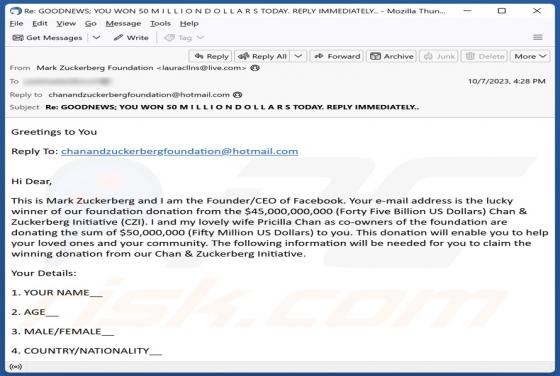 Chan & Zuckerberg Initiative (CZI) Email Scam