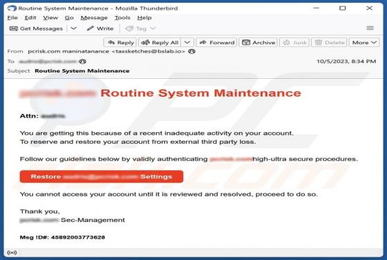 Routine System Maintenance Email Scam
