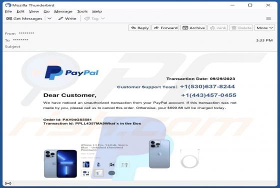 PayPal - Unauthorized Transaction Email Scam