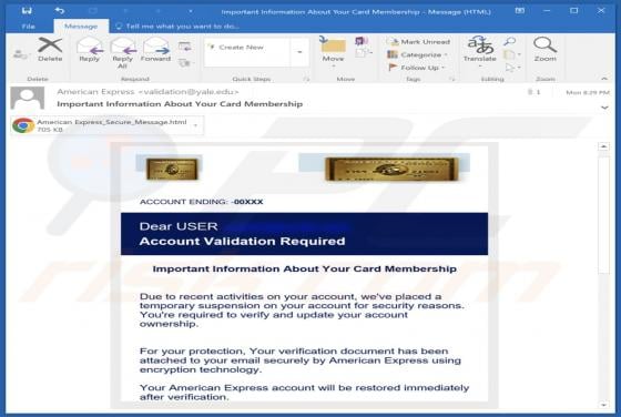 American Express - Account Validation Required Email Scam