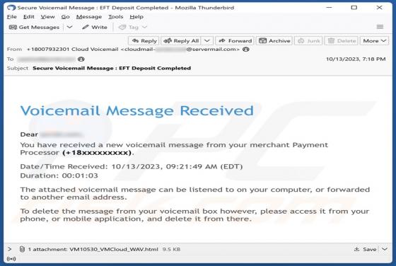 Voicemail Message Received Email Scam