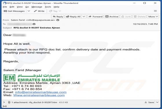 RFQ Doc List Email Scam